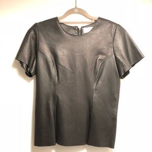 Calvin Klein Short Sleeve Leather Top